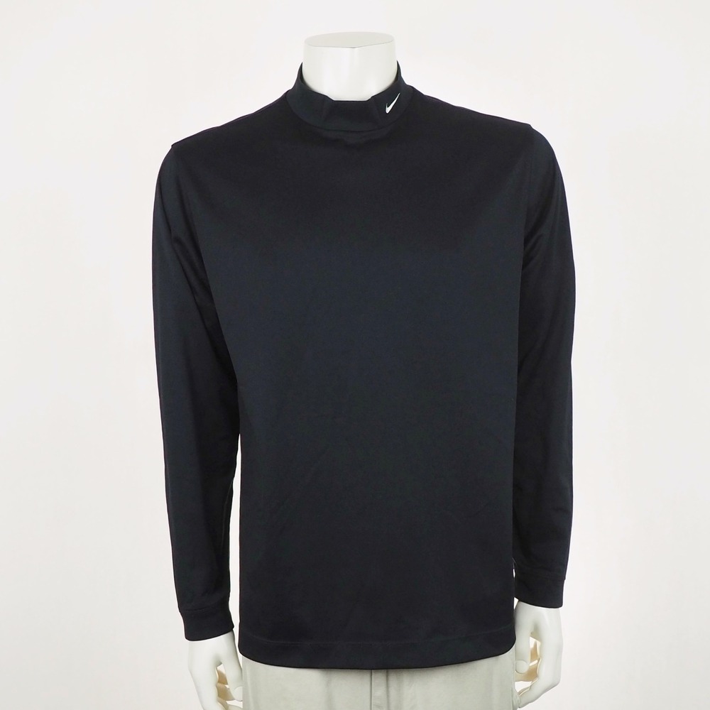 Nike Golf Mock Neck Shirt Mens Medium Black Dri-Fit Swoosh Performance Blend